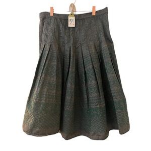 NWT Max Studio Charcoal/Green Embroidered Midi Skirt